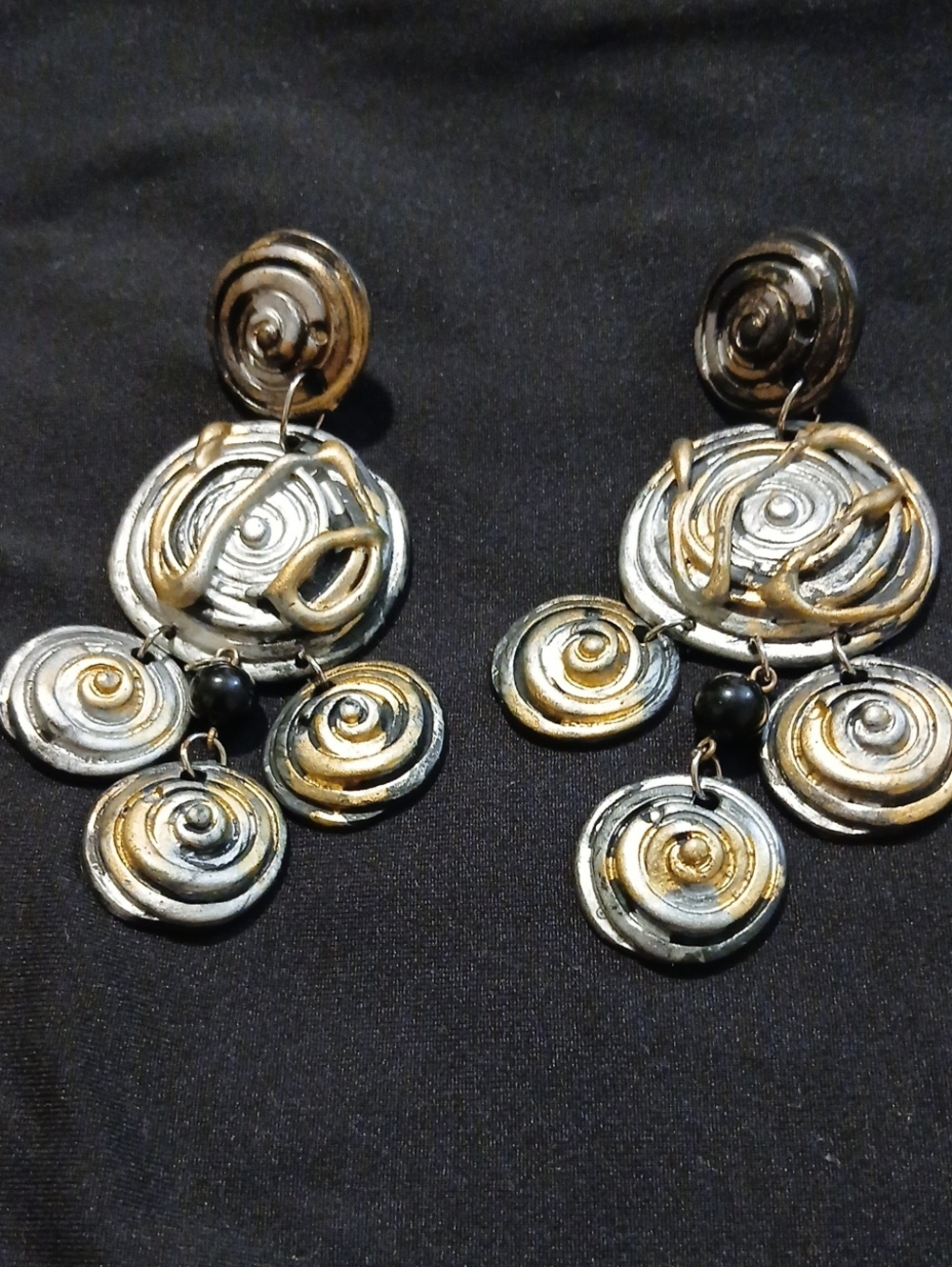 Elegant Two-Tone Spiral Drop Earrings - Gold & Silver